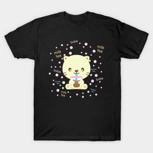 Aesthetic Cat Drinking Boba T-Shirt